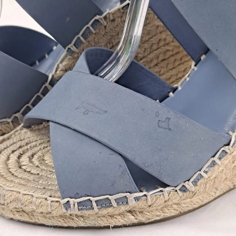 Joie Kaelyn Size 39 (US 8.5-9) Blue Wedge Espadrille Heels Strappy Ankle Buckle